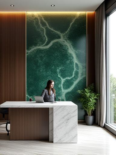 Kantor komersial bertema hijau mineral